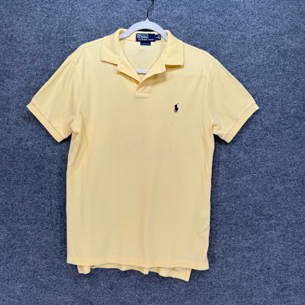 Polo Ralph Lauren Polo Shirt Mens Small Yellow Custom Fit Pony Logo Short Sleeve